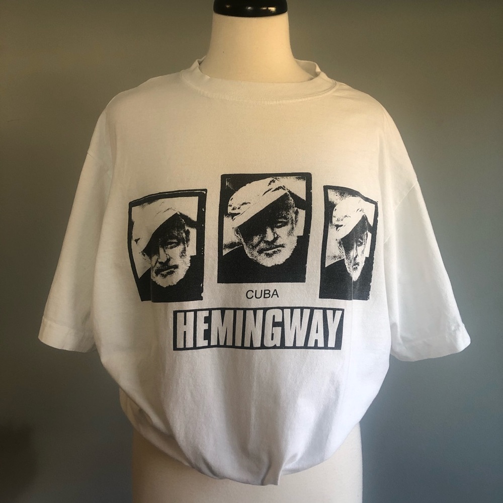 Cuba Hemingway Graphic White Author T-shirt